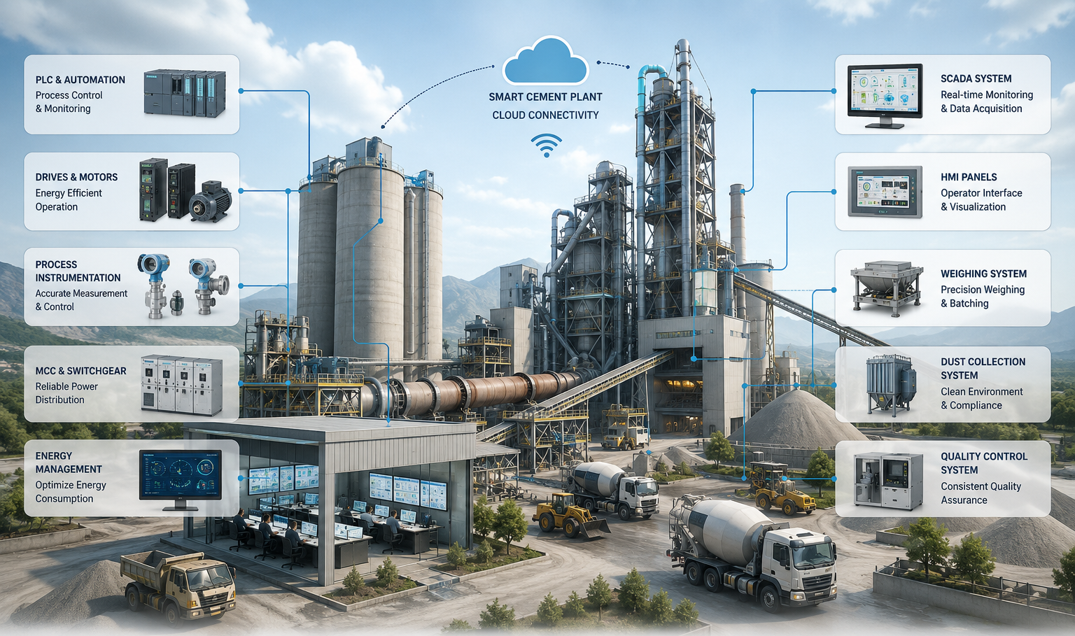 Cement Industry automation products PLC VFD HMI