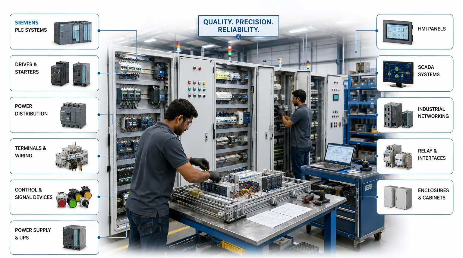 Siemens PLC VFD HMI and power supply automation products for panel builders